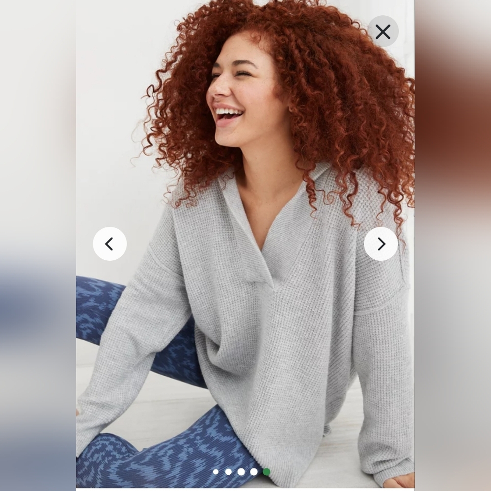 350. Aerie CozyUp Waffle Sweater Hoodie